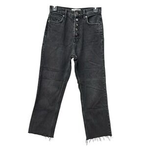 Reformation Cynthia High Rise Straight Jeans Women's Size 25 Black Button #GG7-7